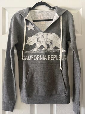 Rebel Yell Grey California Republic Hooded Hoodie Sweatshirt